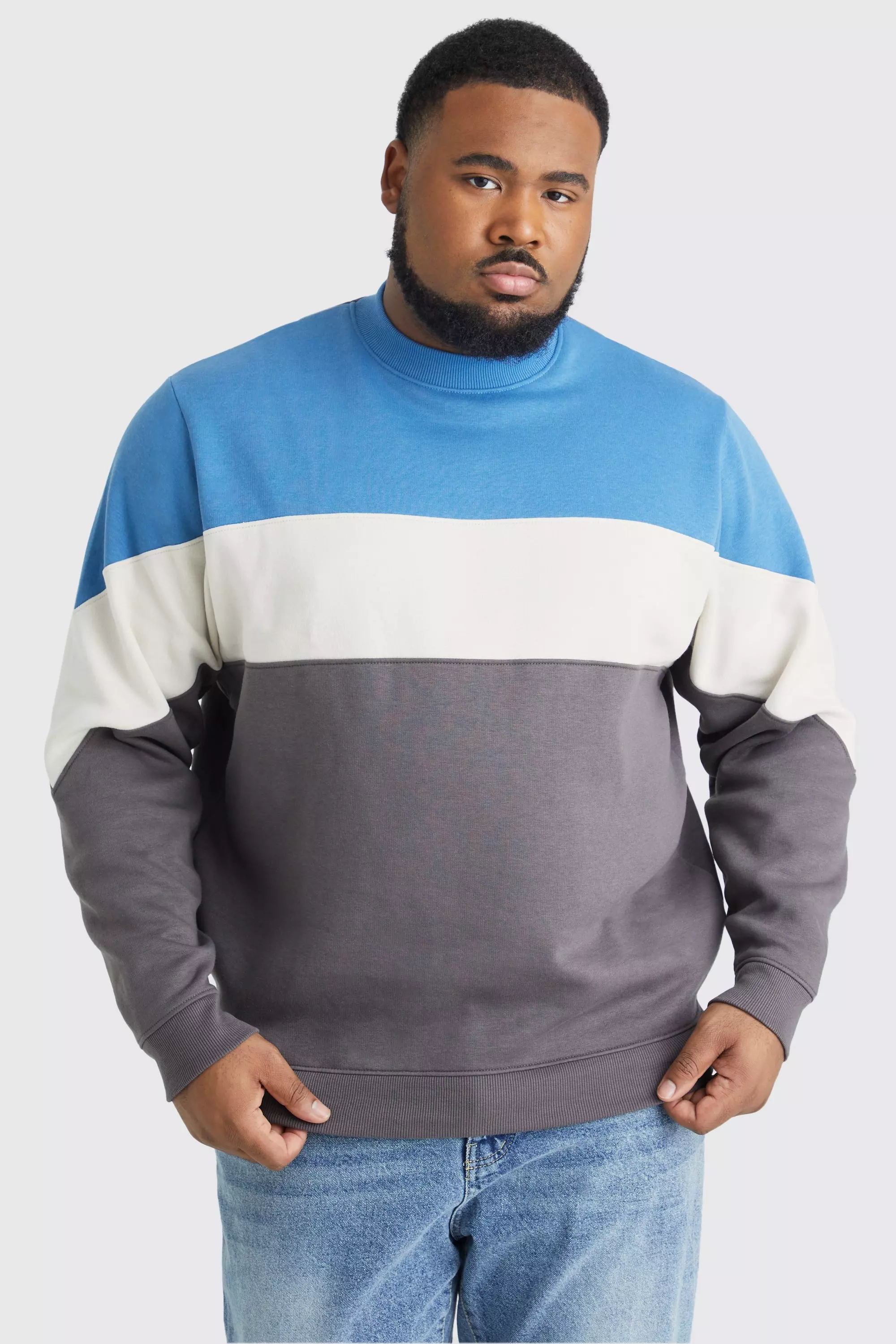 Colour block best sale crew neck sweatshirt